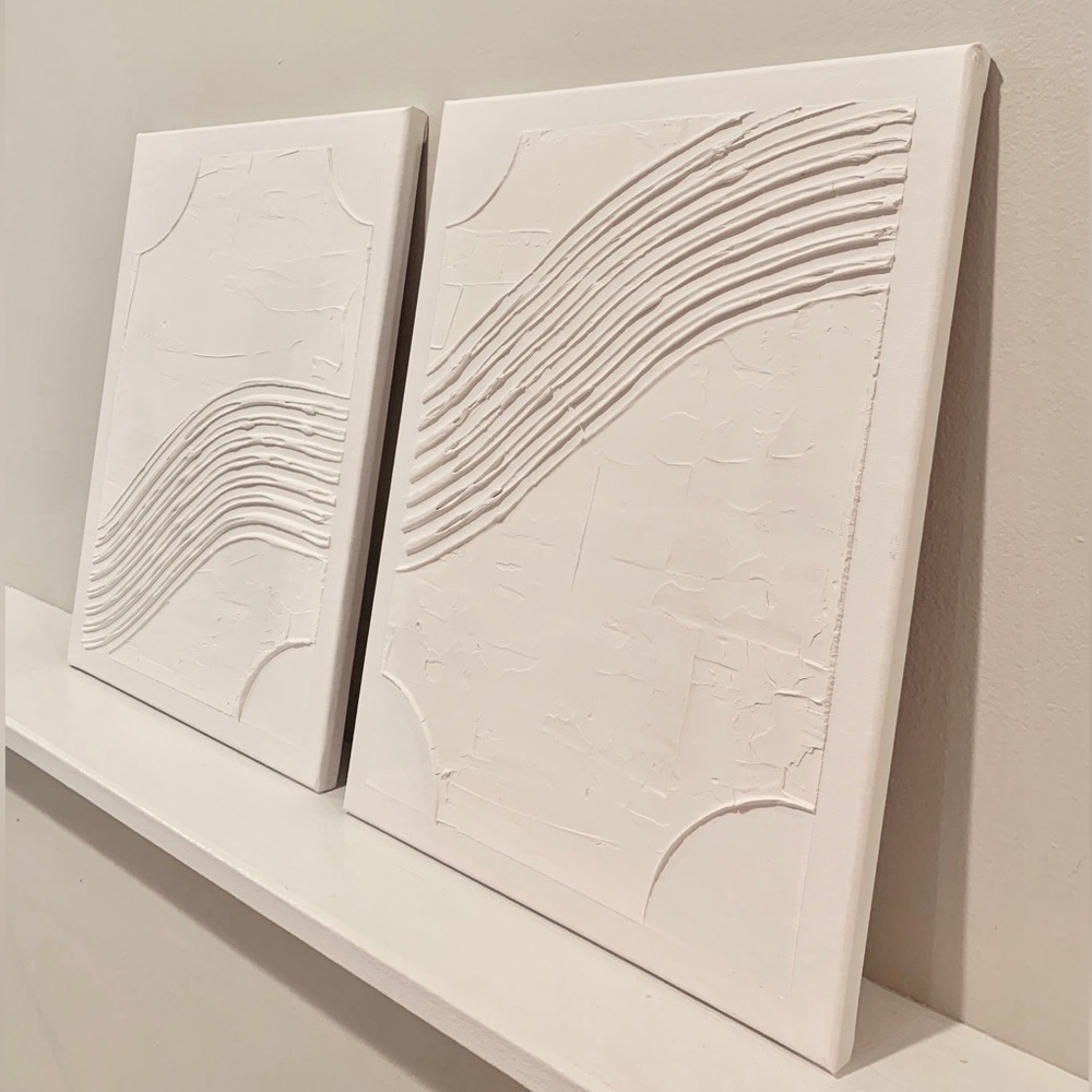 2 piece handmade textured canvas set